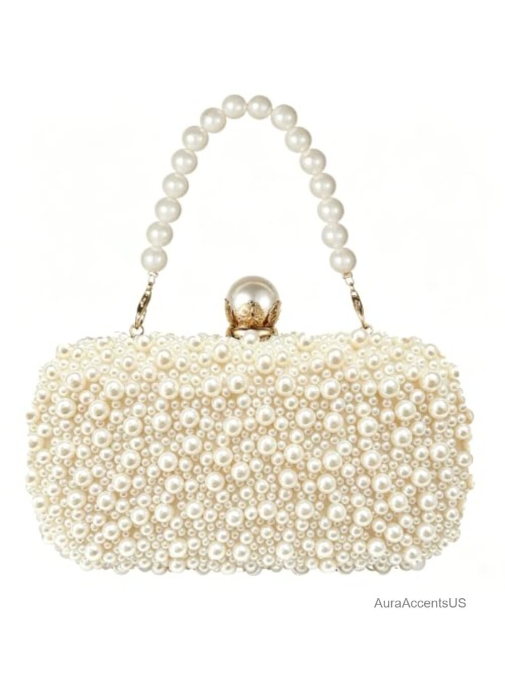 Pearl Embellished Evening Clutch Bag Convertible Crossbody Women's Party Purse